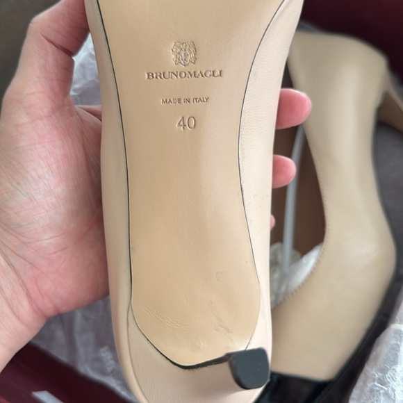 Bruno Magli Women's Tara Capped-Toe Pumps - Cream, Black Patent Elegant - Picture 4 of 9